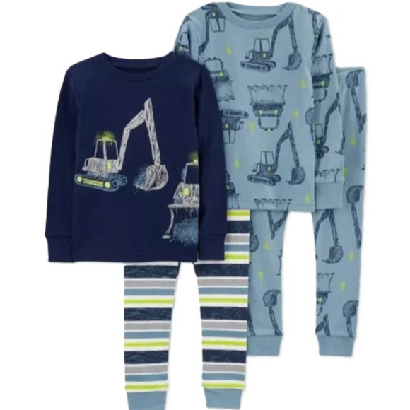 Carter's Boy Size 12 Months 4 Piece Mix & Match Construction Theme Pajama Set - Picture 2 of 6